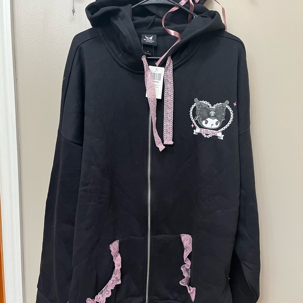 Sanrio Black Kuromi Anime Lace Hoodie